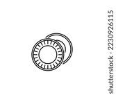 Vector coins line icons. Coin circle. Symbol of money and finance. Vector flat black icon isolated on white background. Casino chip. Profit and wealth sign