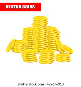 Vector coins, money background.