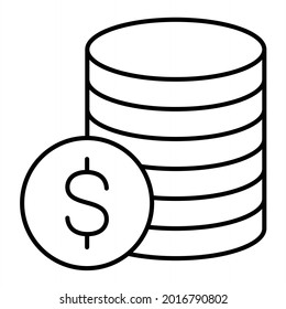 Diseño de iconos de esquema de monedas vectoras
