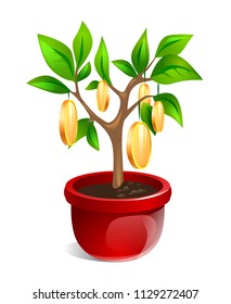 vector coins tree money gold