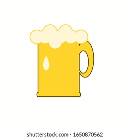 Vector Cold Beer And Froth In Big Glass On White 