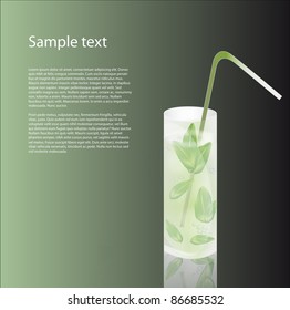 vector cold drink on green background