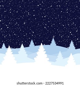 Vector Frío Invierno Navidad Nieve Paisaje Azul Blanco Diseño Gráfico Ilustración Patrón Holyday Frío Sin Precedentes