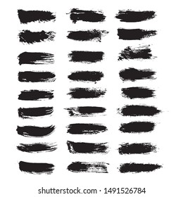 Vector colection of black paint,ink brush strokes.