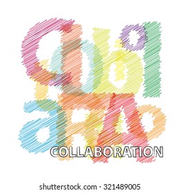 Vector collaboration. Broken text scrawled