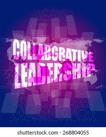 vector collaborative leadership review on touch screen, media communication on the internet