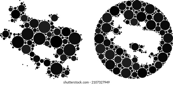 Vector collage Alava Province map of round elements. Mosaic geographic Alava Province map is constructed as hole from round shape with round items in black colors.