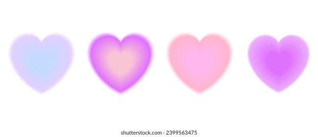 Vector collage of blurred gradient hearts. Colorful soft gradients. Vector illustration