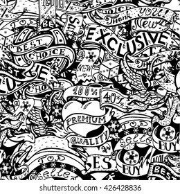 Vector collage of calligraphic design elements