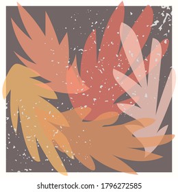 Vector collage modern poster with illustration of exotic palm tree leaves. Scandinavian Style. For posters, textile print, wrapping paper, greeting card template, social media post