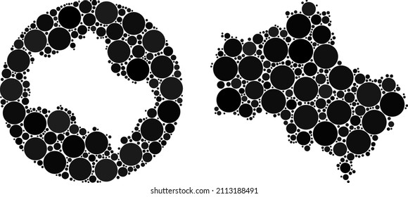 Vector collage Moscow Region map of circle elements. Mosaic geographic Moscow Region map designed as carved shape from round shape with circle elements in black colors.