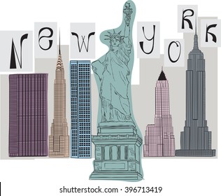 vector of collage New York. EPS10 svg