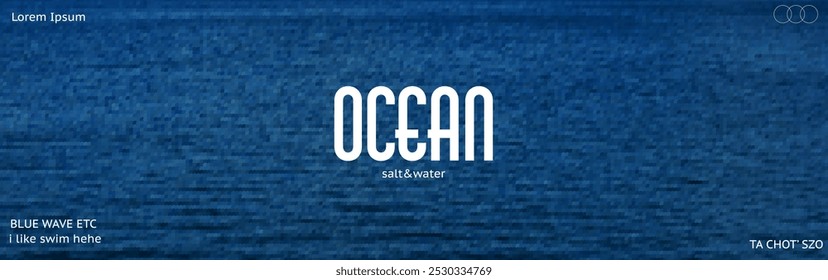 Vector collage of ocean style banner. Abstract blue sea pattern with summer vibes. Magazine style background.