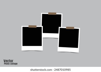 vector collage photo frame template with shadows, collage,collage templates,birthday collage,collage art