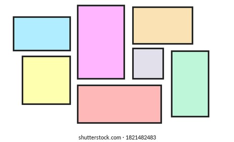Vector collage for photos. Picture frame. Vector blank for scrapbook don't forget notes.