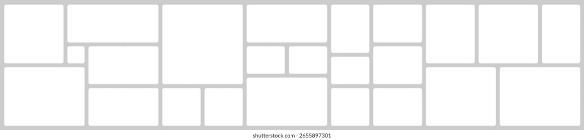 Collage de Vector para Fotos. Marco de imagen. Vector en blanco en el sistema de rejilla de Bento
