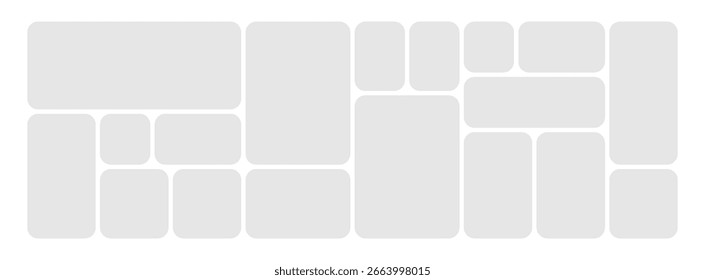 Vector collage for photos. Picture frame. Vector blank in bento grid system. Digital photo collage template