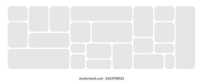 Colagem vetorial para fotos. Moldura da imagem. Vetor em branco no sistema de grade de bento. Modelo de colagem de foto digital