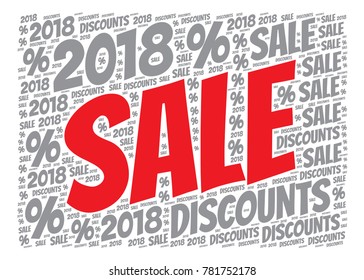 Vector collage with SALE word cloud for A4 print. Related tags vector illustration. Advertising offer template