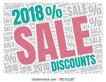 Vector collage with SALE word cloud for A4 print. Related tags vector illustration. Advertising offer template