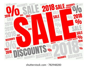 Vector collage with SALE word cloud. Related tags vector illustration. Advertising offer template