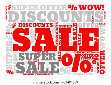 Vector collage with SALE word cloud. Related tags vector illustration. Advertising offer template