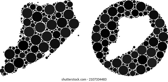 Vector collage Staten Island map of circle elements. Mosaic geographic Staten Island map is created as hole from circle with circle dots in black colors. Pixel vector mosaic Staten Island map.