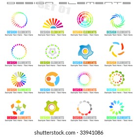 VECTOR Collection of 16 colorful Design elements - Set 1