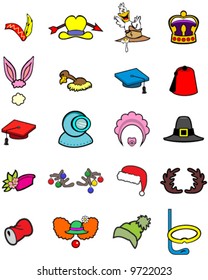 Vector collection of 20 great hats - good for scrapbooks, and updating photos of friends