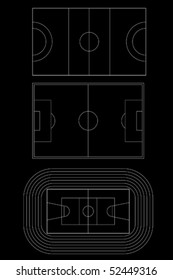 vector collection of 3 sports fields