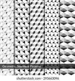 Vector collection of 5 geometric seamless patterns.