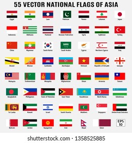 Asian Countries Flags Vector Icons 50 Stock Vector (Royalty Free ...