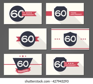 Vector collection of 60th anniversary cards.