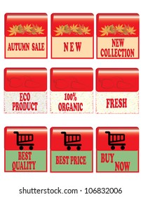 Vector collection of 9 shopping labels