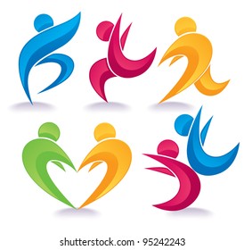 vector collection of abstract active people doing fitness