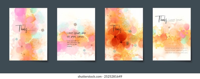 Vector collection. Abstract art, colorful watercolor painting flower and leaf, nature background. Illustration set of floral pattern design for poster, wallpaper, banner, cover, card, template
