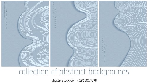 vector collection of abstract background in asian style. white and blue luxury palette 