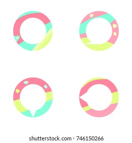Vector collection of abstract circle frame and colorful speech bubbles