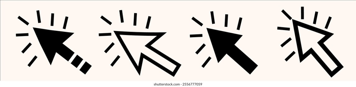 Vector Collection of Abstract Click Icons in Black for Digital and Modern Projects