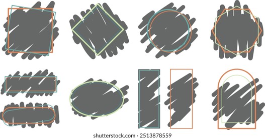 vector collection of abstract graffiti frames with geometric shapes