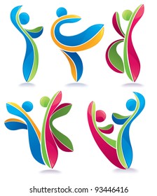 vector collection of abstract people in dancing pose