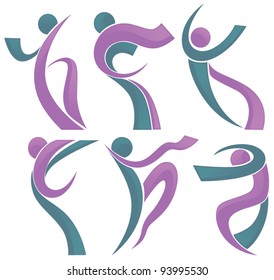 vector collection of abstract people in dancing pose