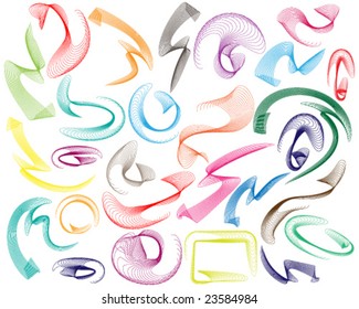 VECTOR Collection of abstract, ribbon-like line swooshes - design elements.