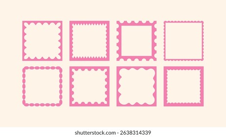 Vector collection of abstract square frames in hand-drawn cut-out style, perfect for logo templates, prints, and modern decorative design