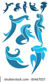 vector collection of abstract woman's silhouettes