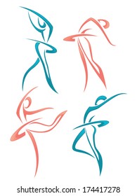 vector collection of abstract women in ballet pose