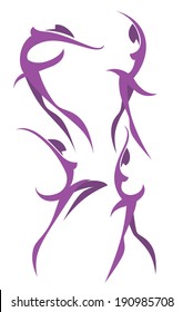 vector collection of abstract women in ballet pose