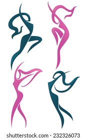 vector collection of abstract women in dancing poses