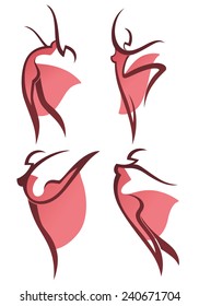 vector collection of abstract women in dancing poses