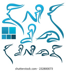 vector collection of abstract women in different poses